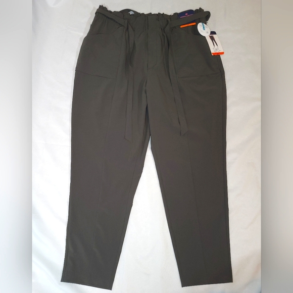 Modern Ambition Pants OLIVE Tie-Front Tapered Leg Pockets Elastic Waist Sz 2XL - Picture 3 of 16